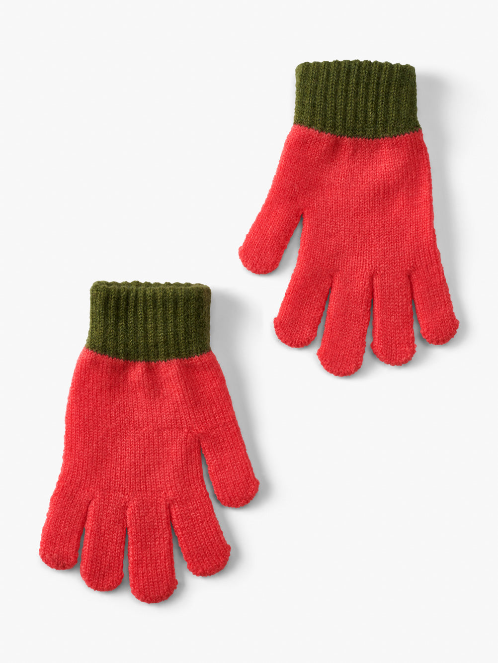 Kids Small Stuff Coral & Green Cuff Magic Knit Gloves One Size 