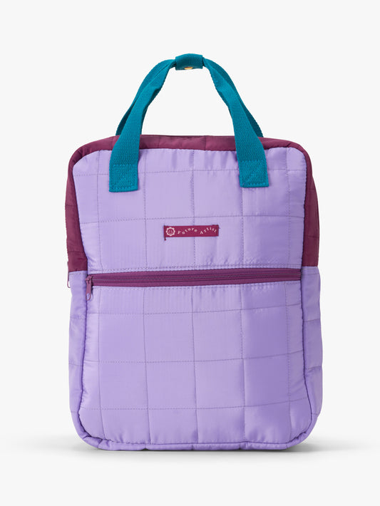 Kids Small Stuff Lilac Block Print Backpack With Shoulders Straps Carrying Handle One Size 