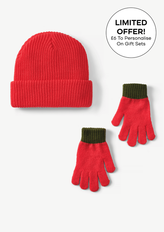 Coral Beanie & Gloves Gift Set