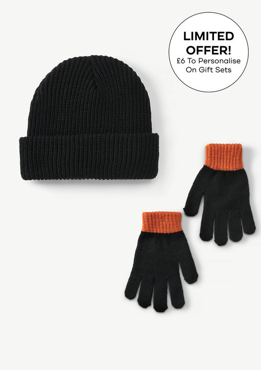 Black Beanie & Gloves Gift Set