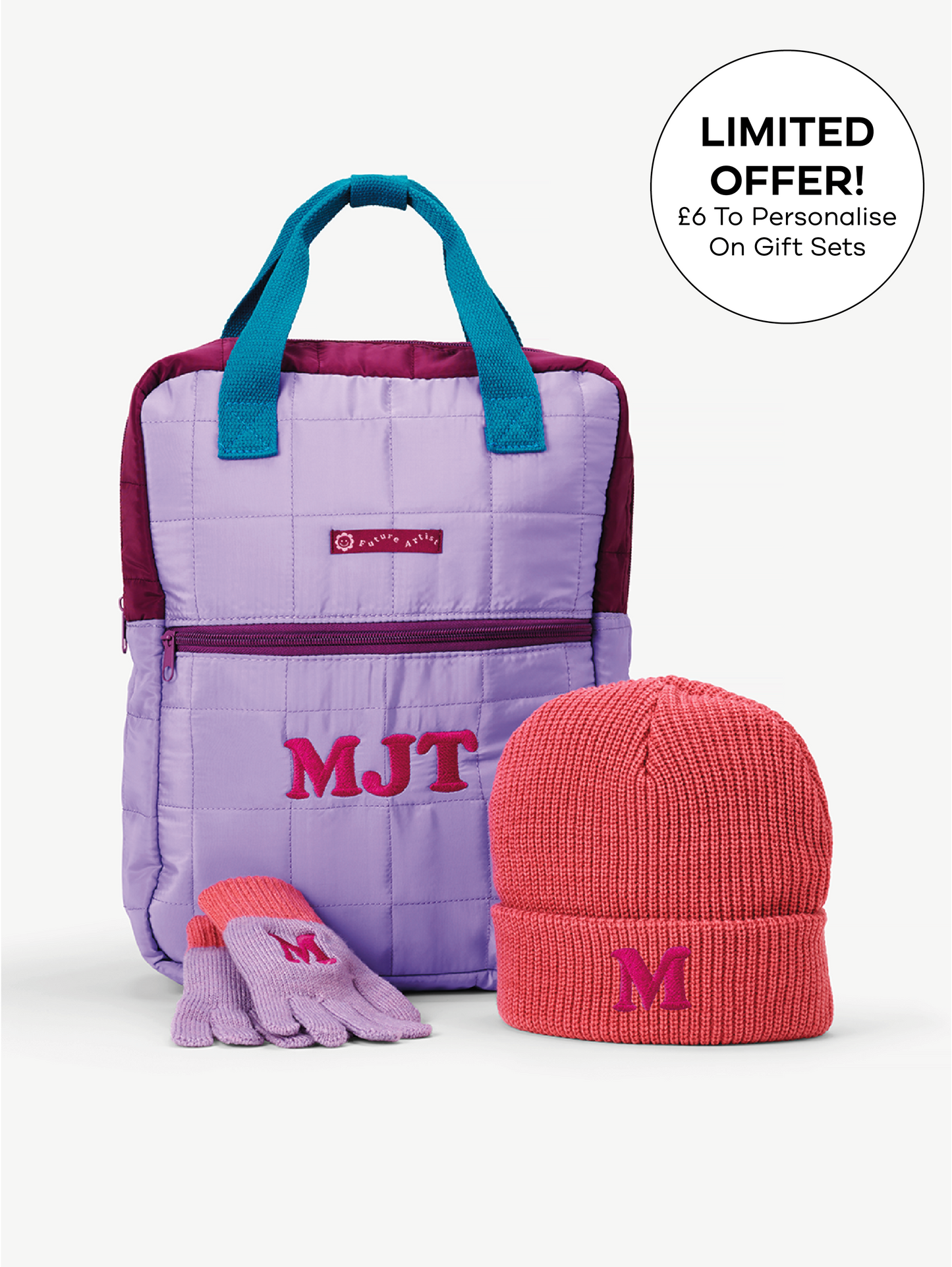 Trio Backpack, Beanie & Gloves Gift Set Lilac