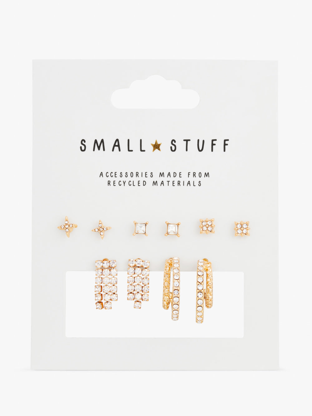 Small Stuff Accessories - 5 Pack crystal and stud earring set in gold