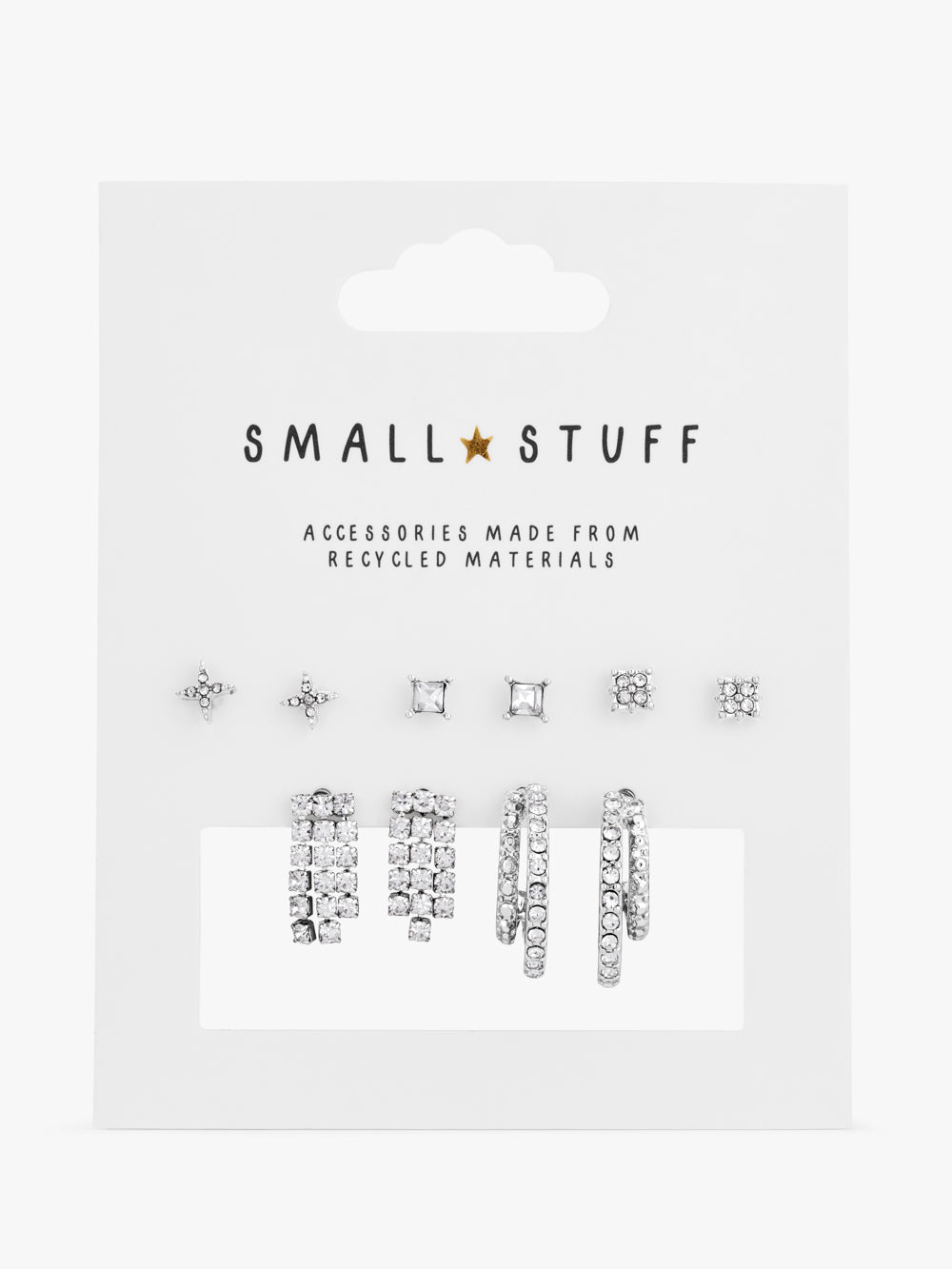 Small Stuff Accessories - 5 Pack crystal and stud earring set in silver