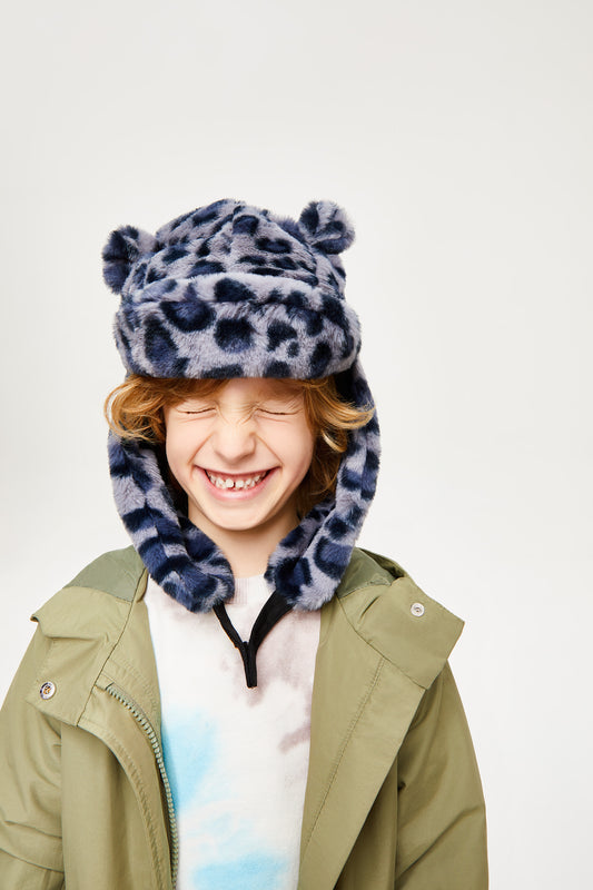 Faux Fur Leopard Deerstalker Hat