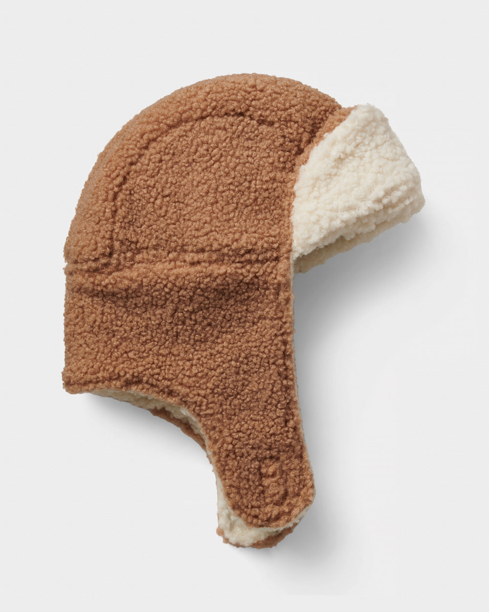 Borg deerstalker hat in brown and cream made from recycled material. 