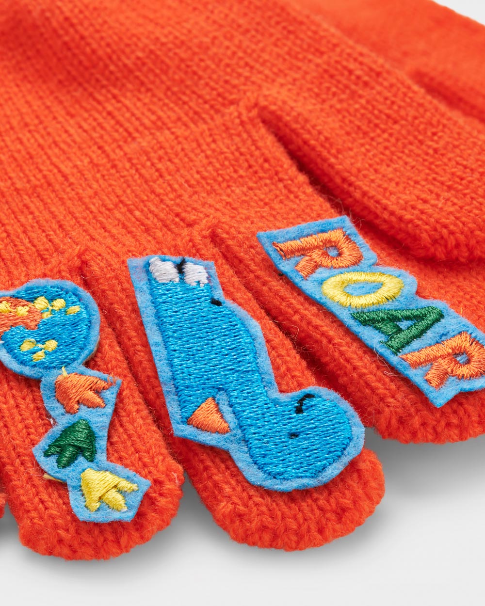 Dinosaur Orange Boys Patch Gloves - Small Stuff Accessories