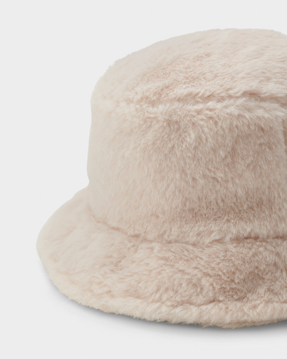 Faux Fur White Bucket Hat