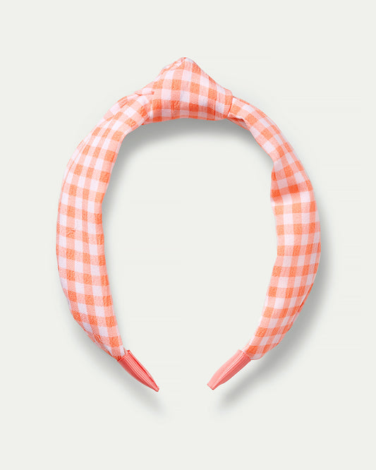 Orange gingham knot detail headband for happy hair days
