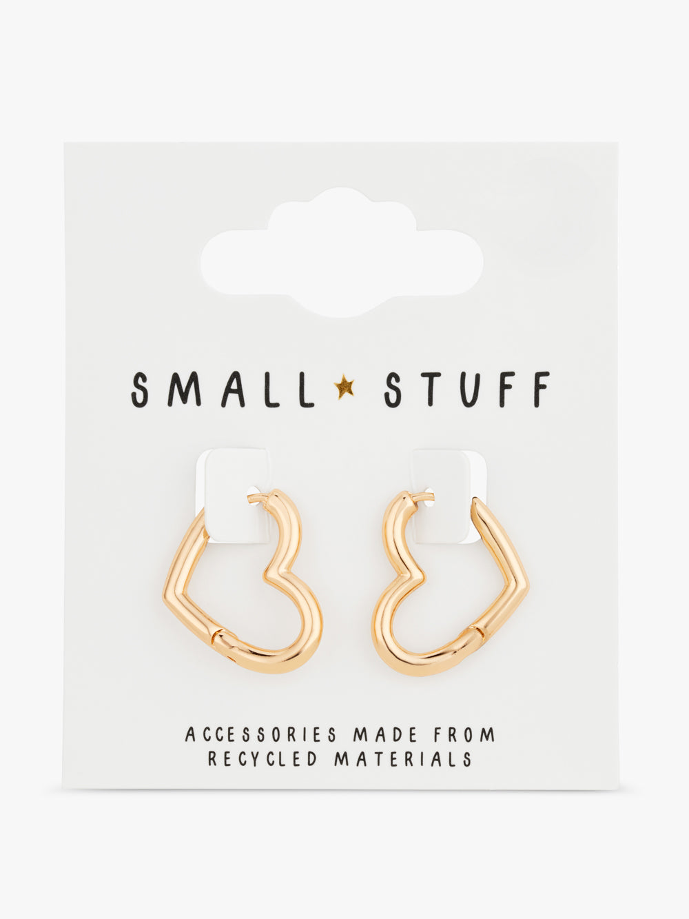 Small Stuff Accessories - Gold finish heart hoop earrings 