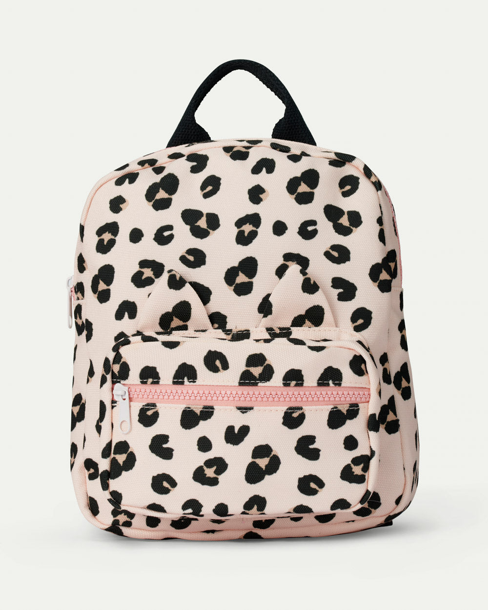 Light Pink Leopard Print Kids Backpack with pockets