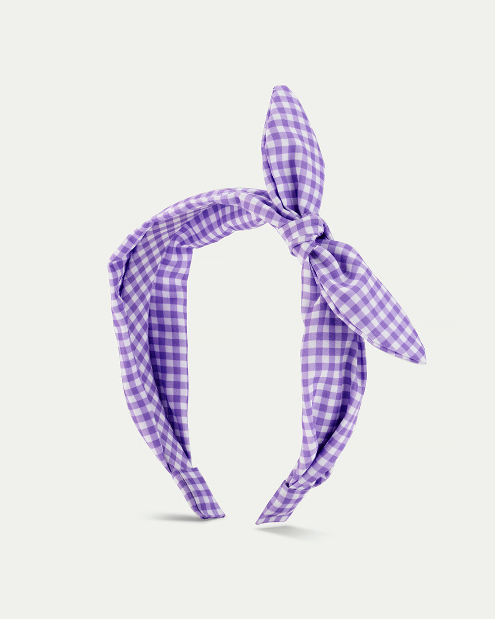 Back to School lilac gingham bow headband