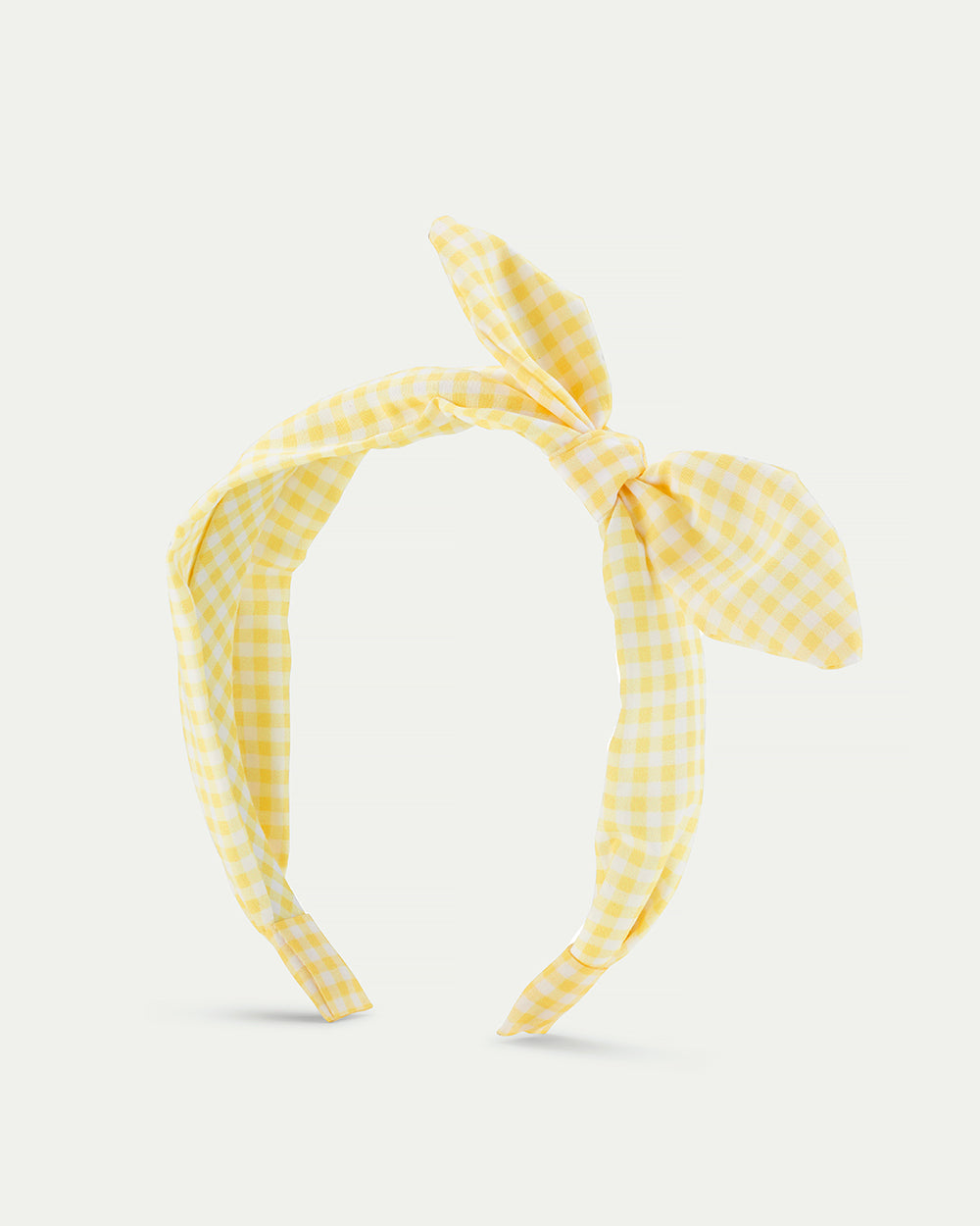 Back to School yellow gingham bow headband