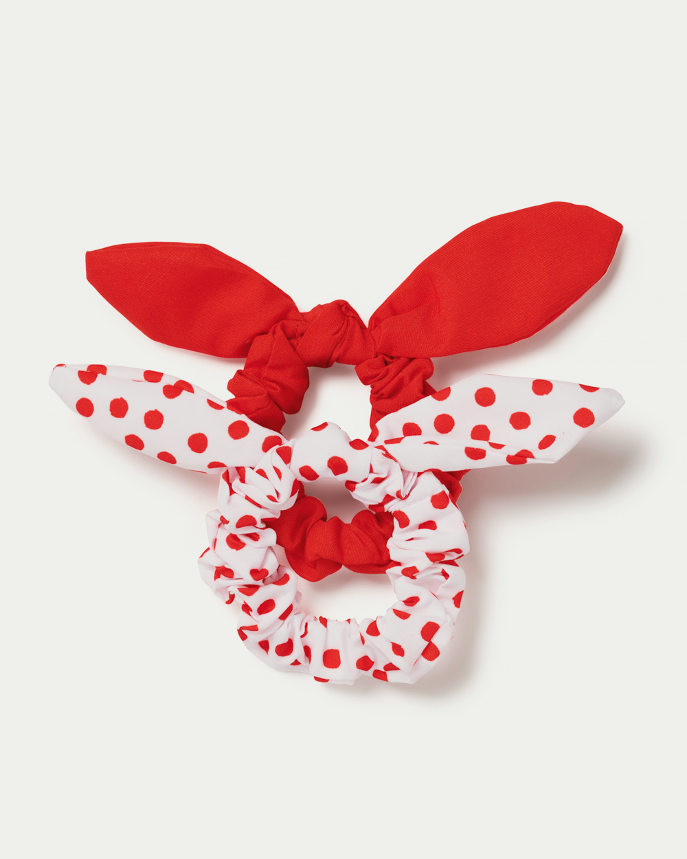 Spot Bow & Plain Bow Scrunchie 2 Pack - Red - Small Stuff Accessories
